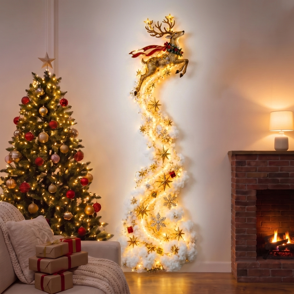 GlowTrail™ — Weihnachtsmannschlitten-Wandleuchte